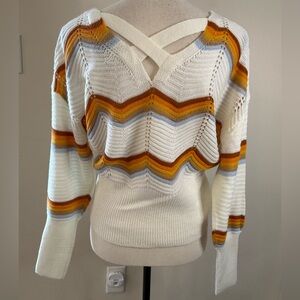 FCT With Love retro crochet striped sweater SZ SM